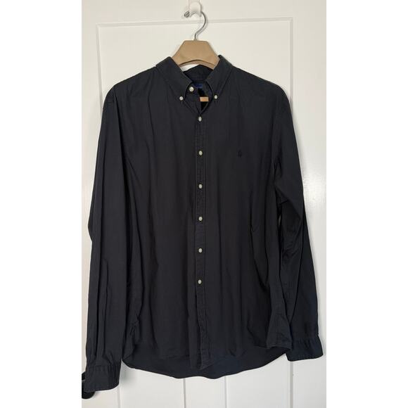Ralph Lauren Black Button Down‎ Slim Fit Stretch Poplin XXL Mens Shirt - Picture 1 of 10
